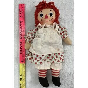 Vintage Raggedy Ann 19" Knickerbocker 60's Or 70's Red Poppy Floral Dress